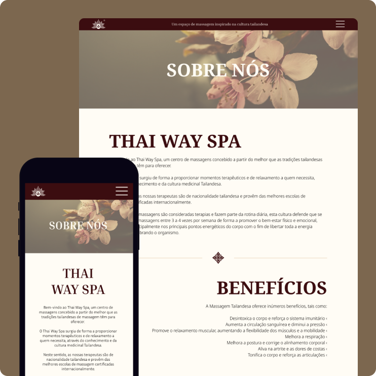 Thai way spa desktop and mobile interface
